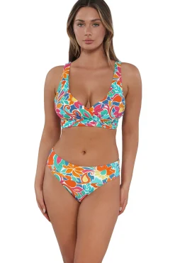 Sale Sunsets Festive Floral Sandbar Rib Hannah High Waist Bottom