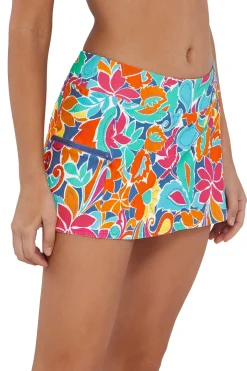 Clearance Sunsets Festive Floral Sandbar Rib Sporty Swim Skirt