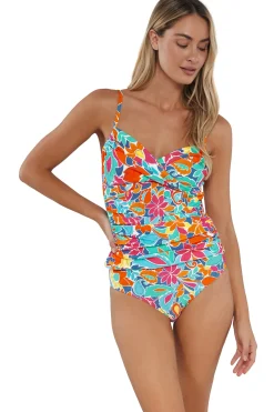 Hot Sunsets Festive Floral Sandbar Rib Simone Tankini Top