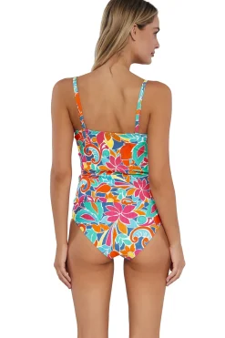 Hot Sunsets Festive Floral Sandbar Rib Simone Tankini Top