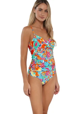 Hot Sunsets Festive Floral Sandbar Rib Simone Tankini Top