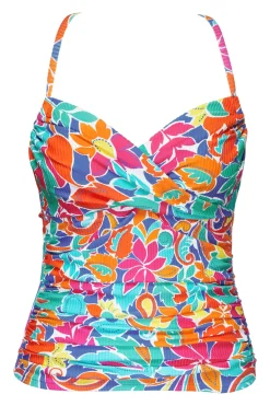 Hot Sunsets Festive Floral Sandbar Rib Simone Tankini Top