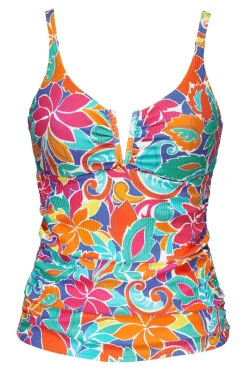 Hot Sunsets Festive Floral Sandbar Rib Zuri V-Wire Tankini Top