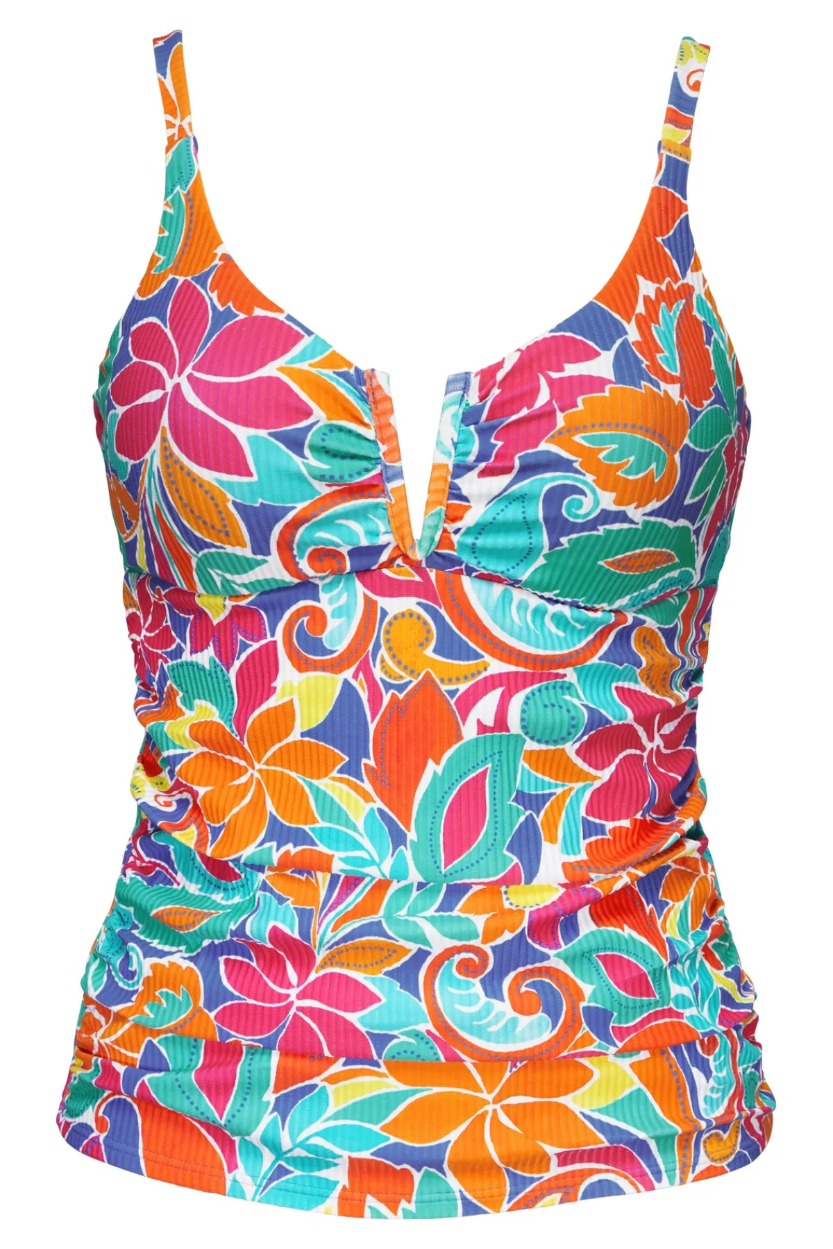 Hot Sunsets Festive Floral Sandbar Rib Zuri V-Wire Tankini Top