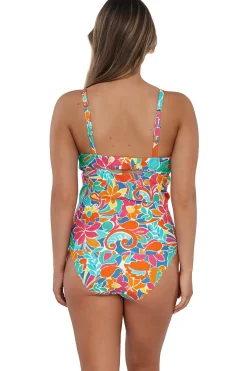 Hot Sunsets Festive Floral Sandbar Rib Zuri V-Wire Tankini Top