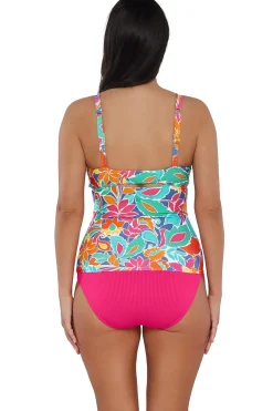 Hot Sunsets Festive Floral Sandbar Rib Zuri V-Wire Tankini Top