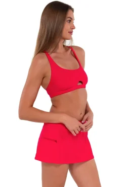 Fashion Sunsets Geranium Sporty Swim Skirt