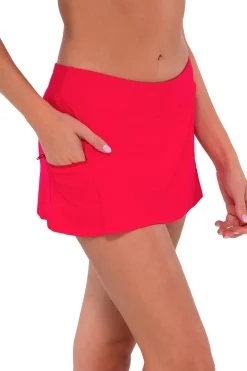 Fashion Sunsets Geranium Sporty Swim Skirt