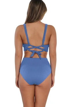 New Sunsets Harbor Blue Sandbar Rib Capri High Waist Bottom