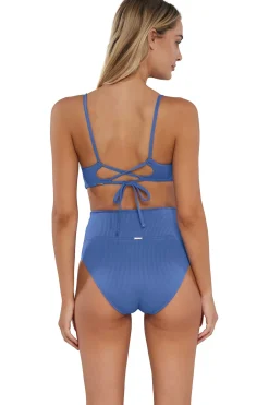 Sale Sunsets Harbor Blue Sandbar Rib Hannah High Waist Bottom