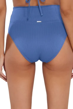 Sale Sunsets Harbor Blue Sandbar Rib Hannah High Waist Bottom