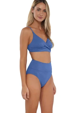 Sale Sunsets Harbor Blue Sandbar Rib Hannah High Waist Bottom