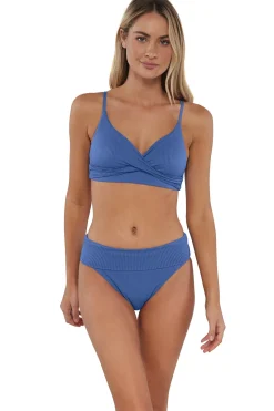 Sale Sunsets Harbor Blue Sandbar Rib Hannah High Waist Bottom