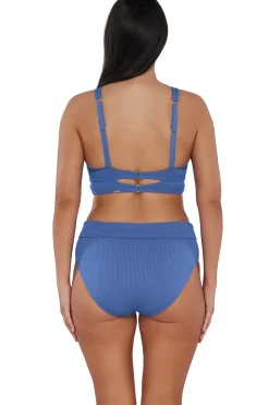Sale Sunsets Harbor Blue Sandbar Rib Hannah High Waist Bottom