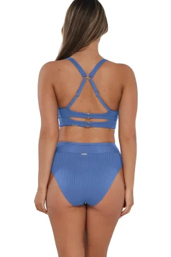 Sale Sunsets Harbor Blue Sandbar Rib Annie High Waist Bottom