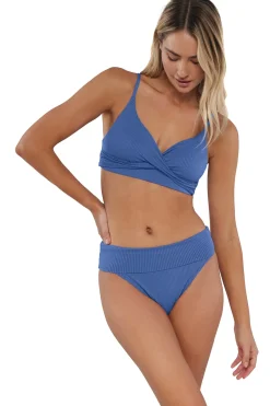 Outlet Sunsets Harbor Blue Sandbar Rib Lyla Bralette Top