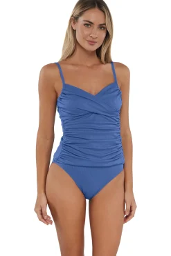 New Sunsets Harbor Blue Sandbar Rib Simone Tankini Top