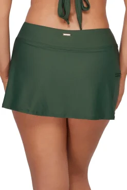 Fashion Sunsets Island Green Sporty Swim Skirt Bottom