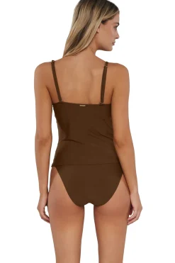 Outlet Sunsets Tiki Brown Simone Tankini Top