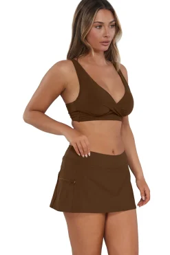 Best Sunsets Tiki Brown Sporty Swim Skirt