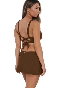 Best Sunsets Tiki Brown Sporty Swim Skirt