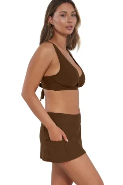 Best Sunsets Tiki Brown Sporty Swim Skirt