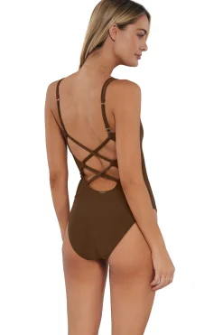 Discount Sunsets Tiki Brown Veronica One Piece