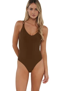 Discount Sunsets Tiki Brown Veronica One Piece