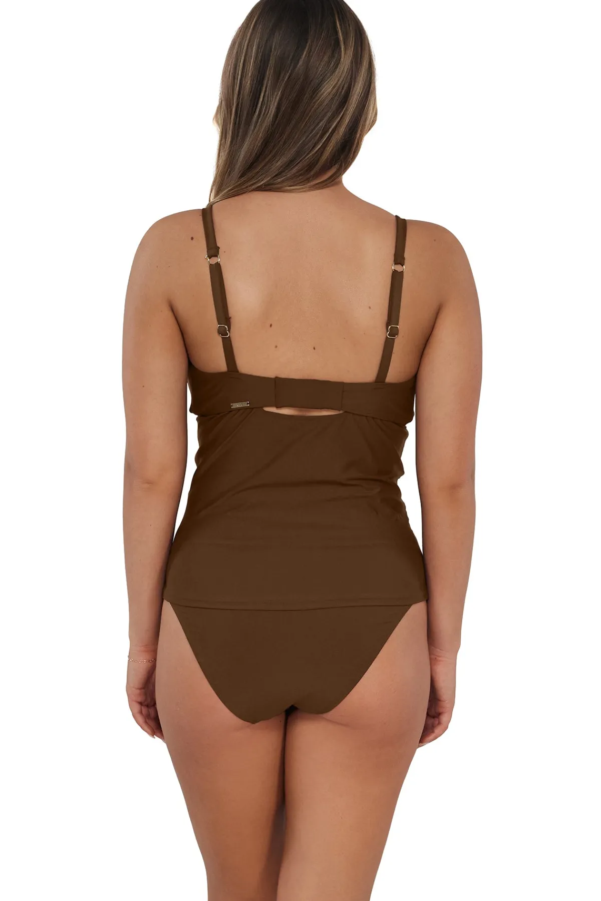 Outlet Sunsets Tiki Brown Zuri V-Wire Tankini Top