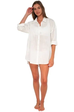 Discount Sunsets White Lily Delilah Shirt